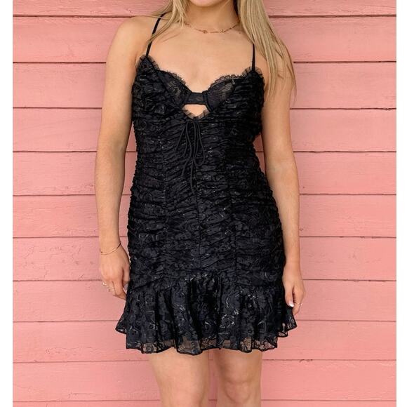 For Love & Lemons NWT Black Bette Lace Mini Dress size Large - Picture 5 of 15